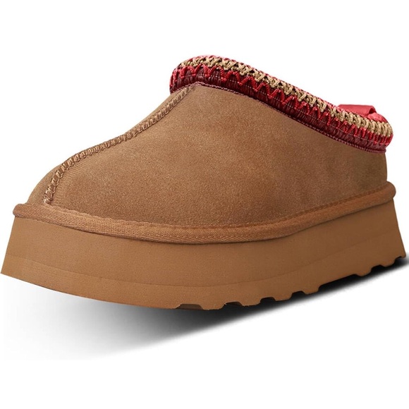 Platform Slippers Size 9.5-10 (42) Brown Fleece Lined Anti-Slip Moccasin Shoes - Picture 1 of 16